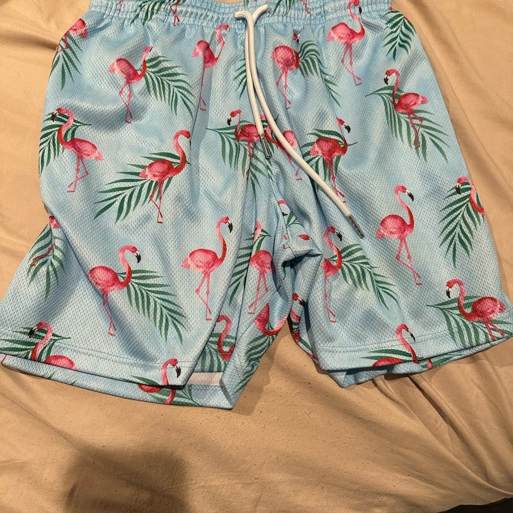 Kids Flamingo Print Blue Shorts